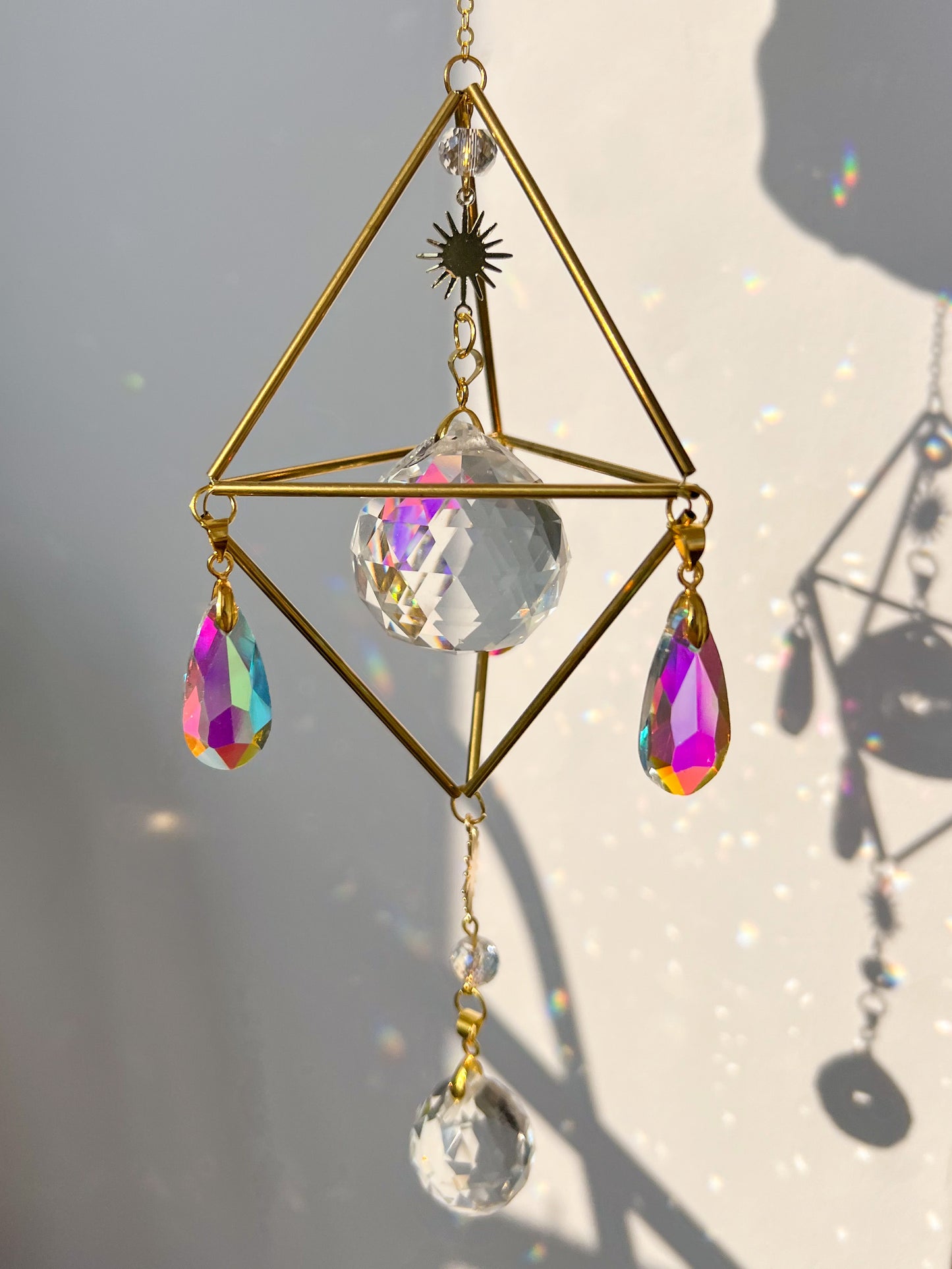 Golden Pyramid Suncatcher