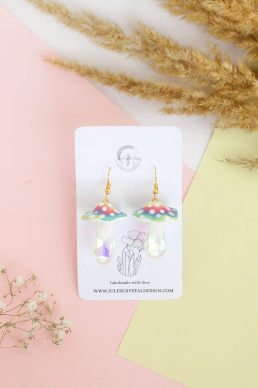 Rainbow Mushroom Earrings 1