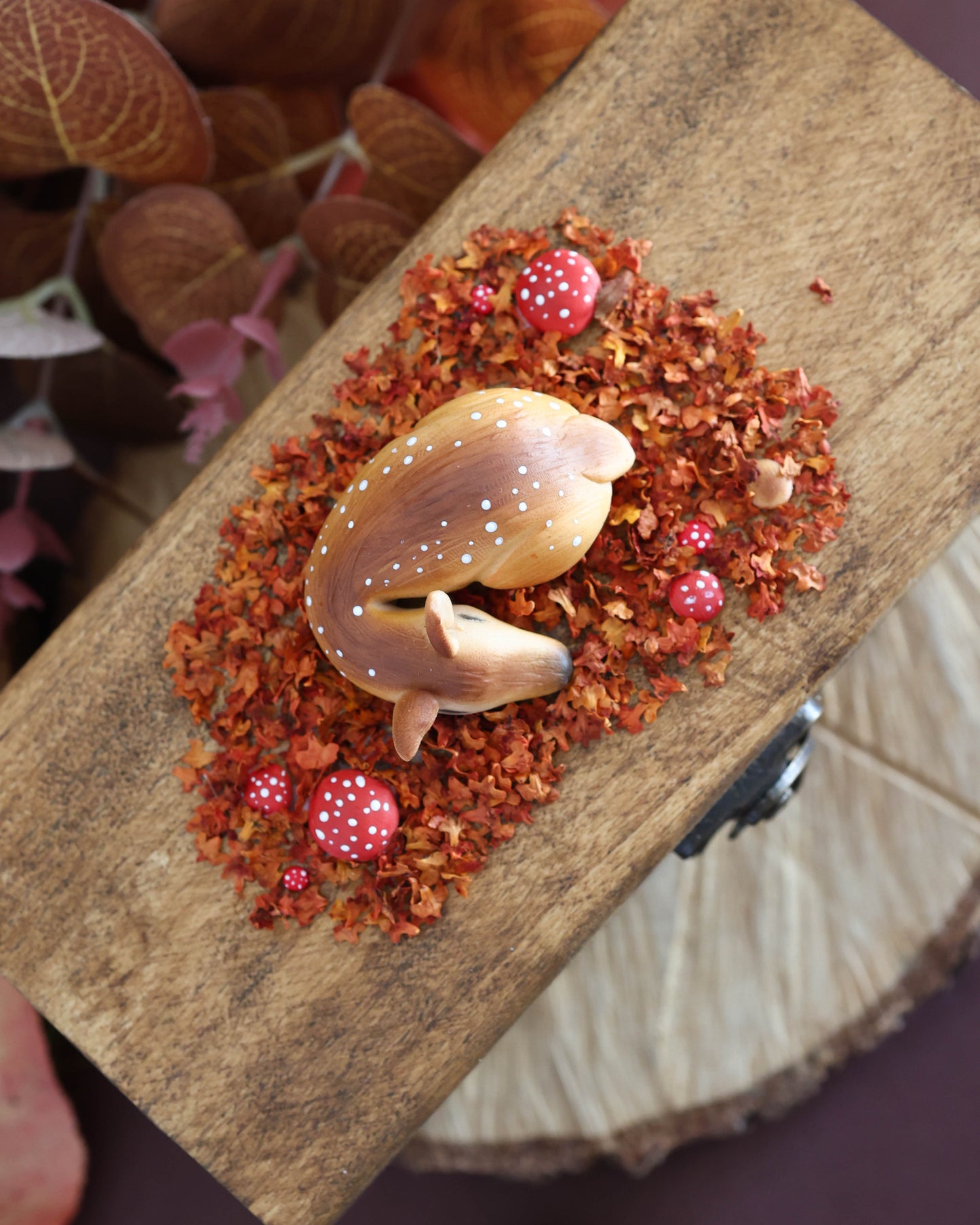 Sleeping Deer Large Autumn Fairy House – Miniature Keepsake Box