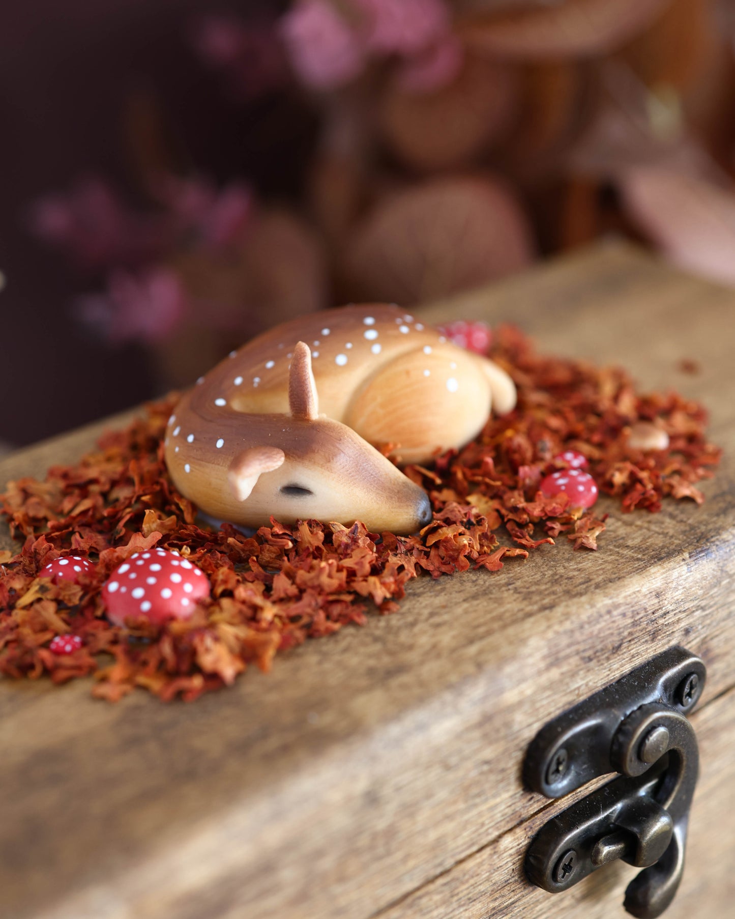 Sleeping Deer Large Autumn Fairy House – Miniature Keepsake Box