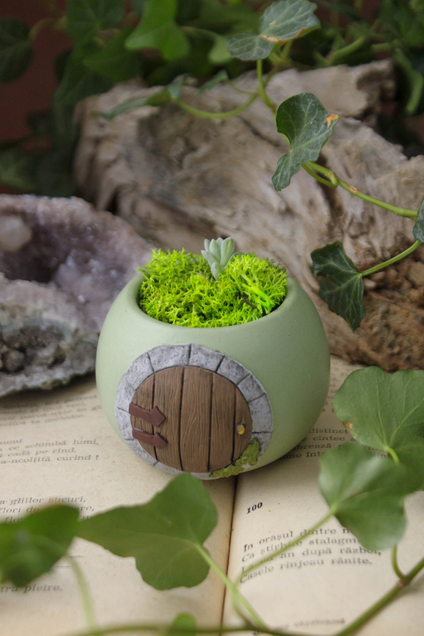 Green Medieval Door Plant Pot