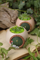 Hobbit House Plant Pot with Mushrooms