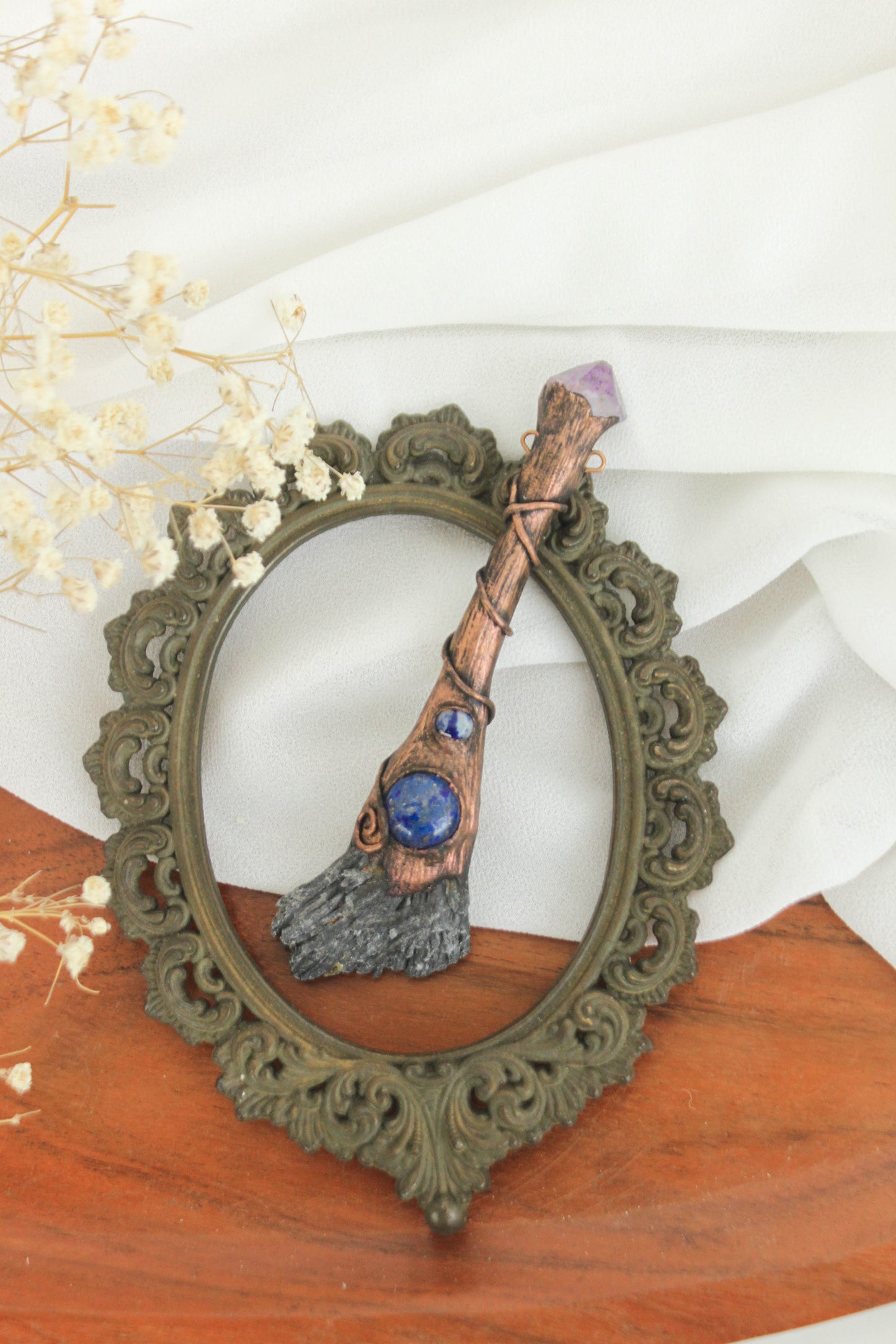 Broom Talisman with Lapis Lazuli and Amethyst