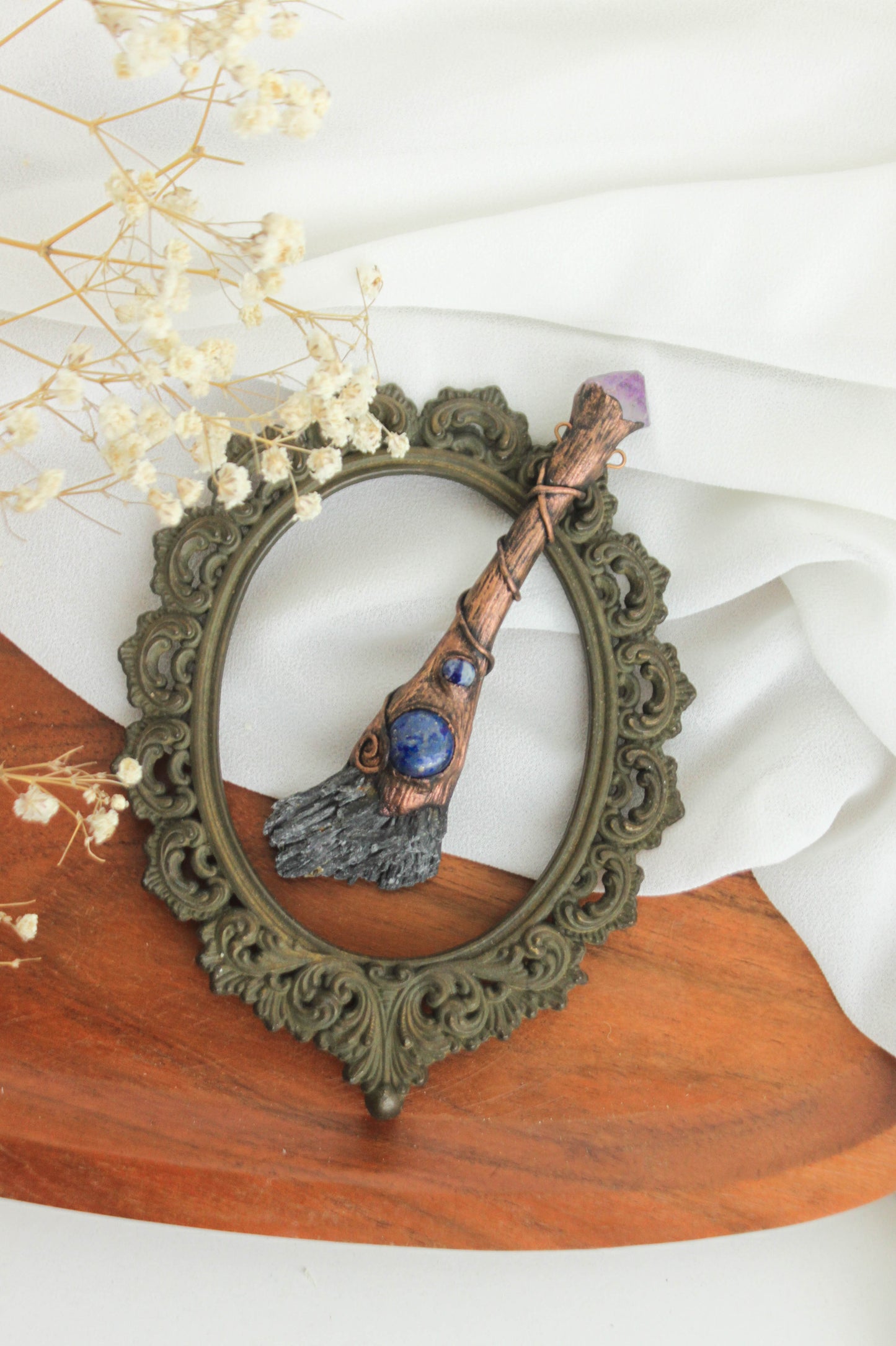 Broom Talisman with Lapis Lazuli and Amethyst