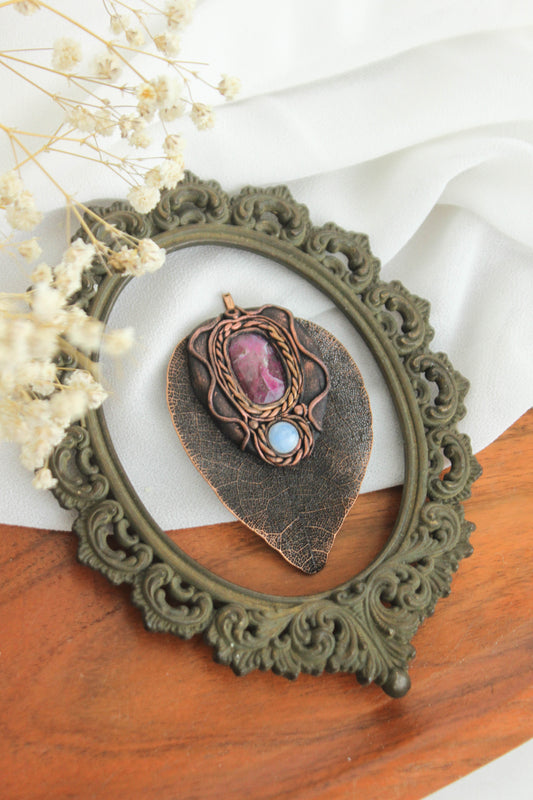 Copper Leaf Talisman with Labradorite