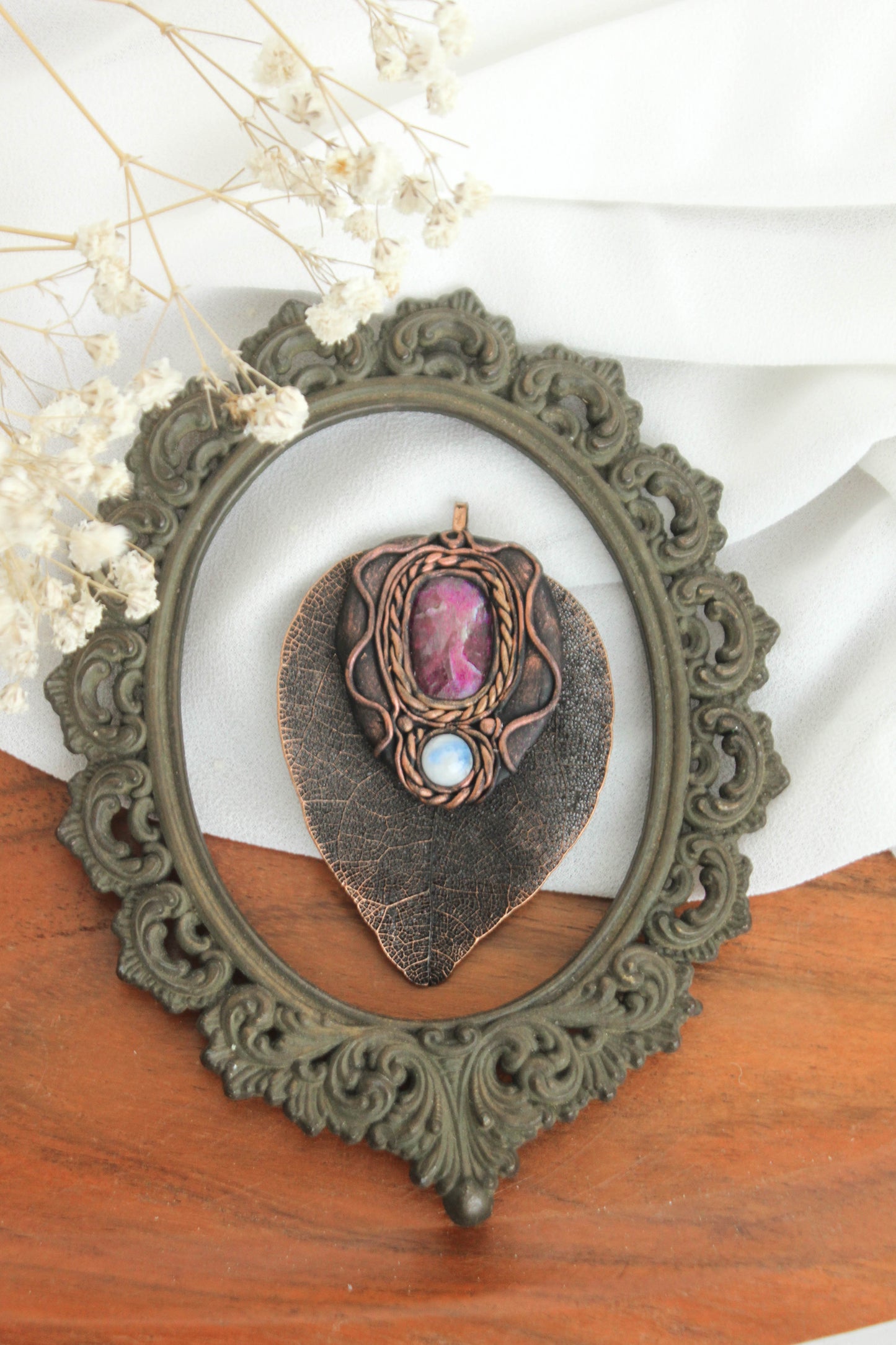 Copper Leaf Talisman with Labradorite