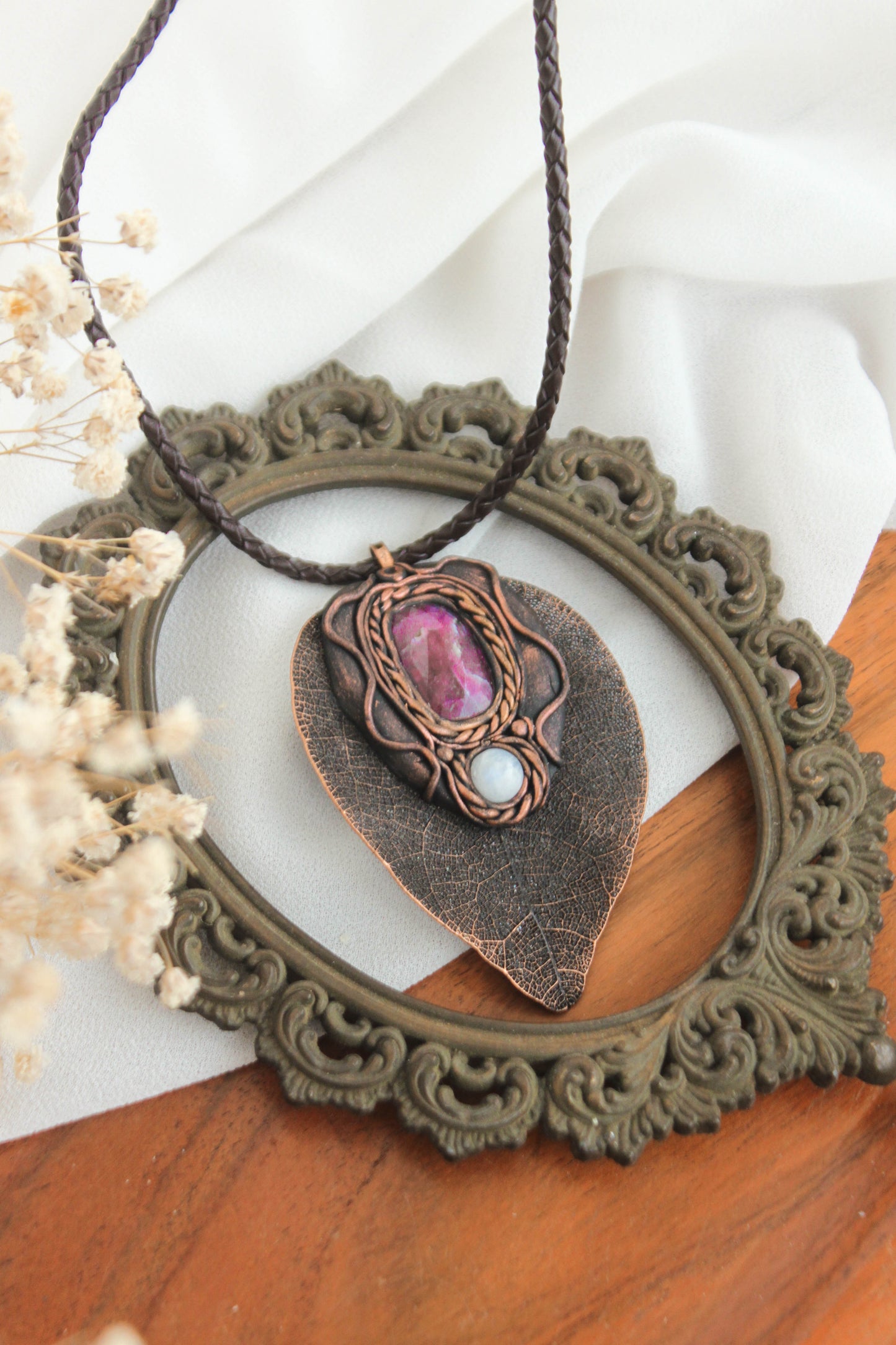 Copper Leaf Talisman with Labradorite