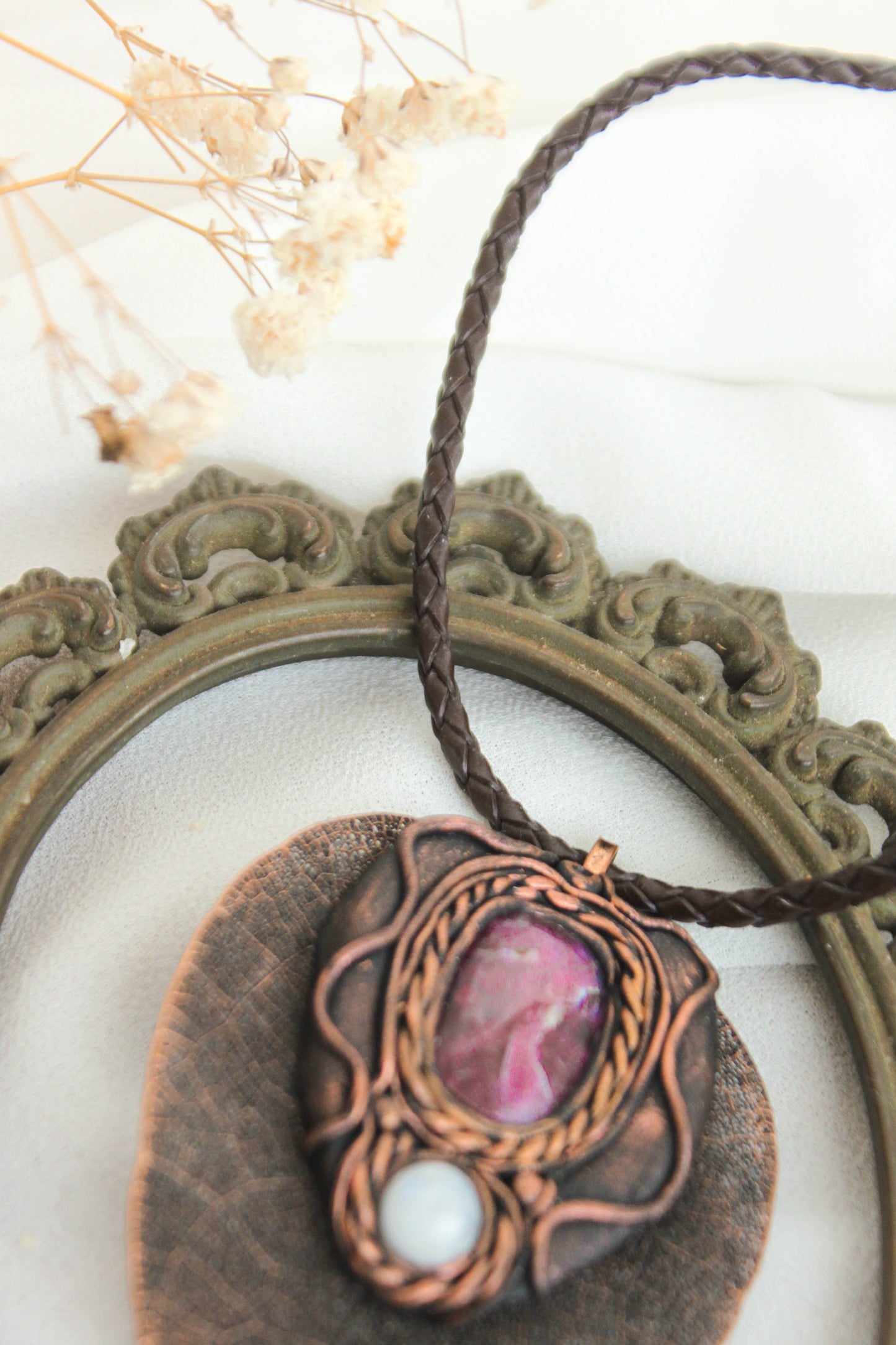 Copper Leaf Talisman with Labradorite