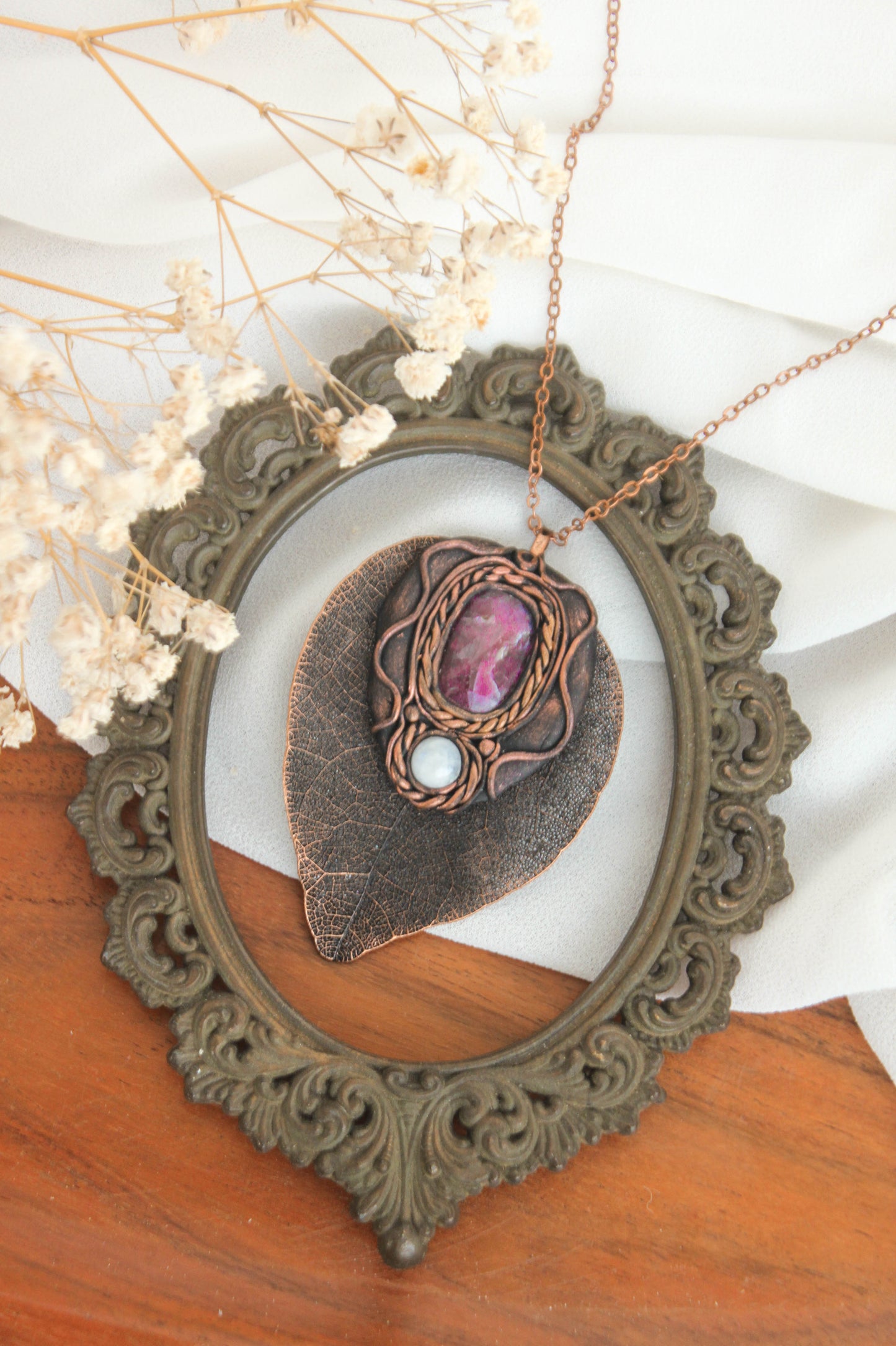 Copper Leaf Talisman with Labradorite