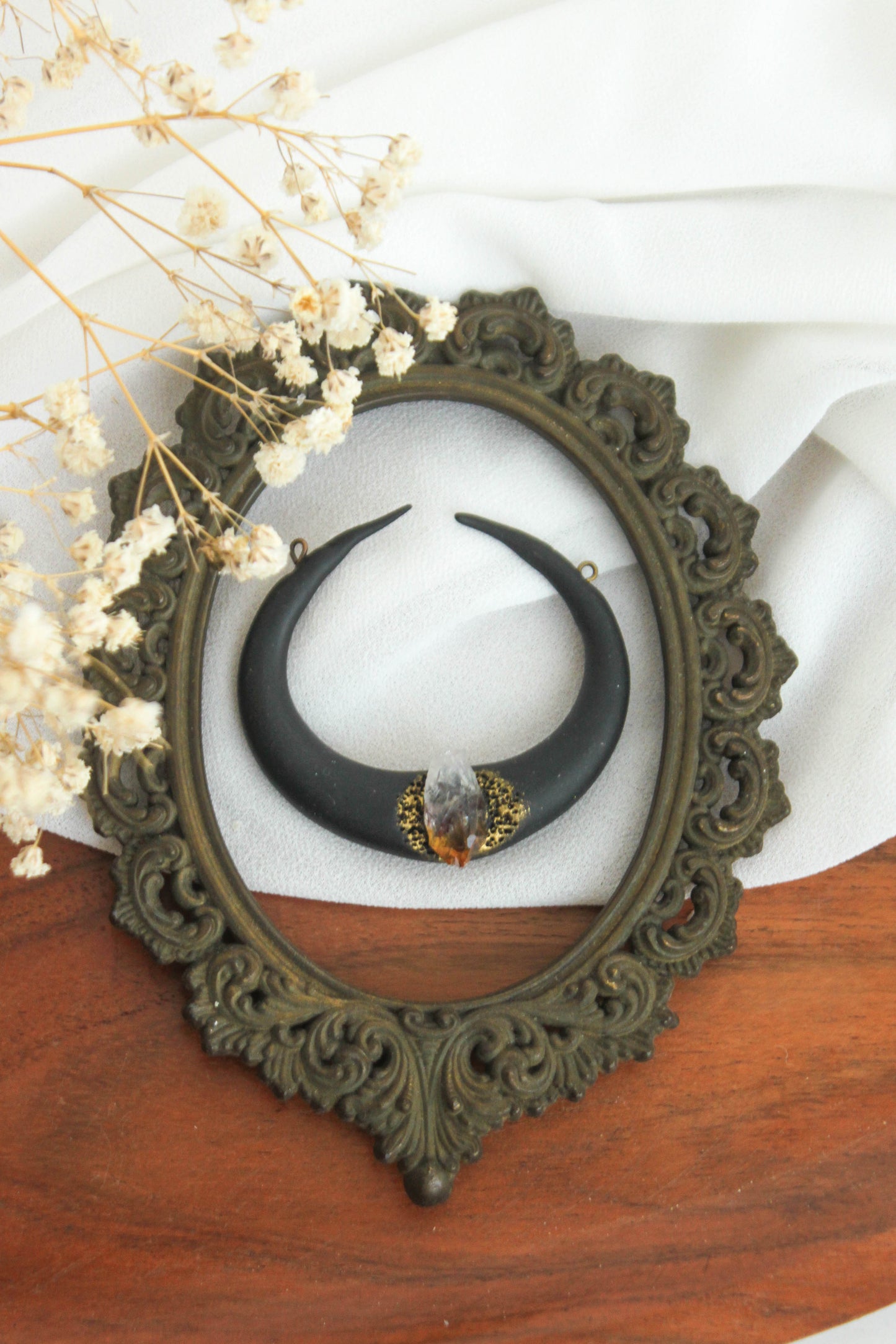 Black Moon Necklace with Crystals