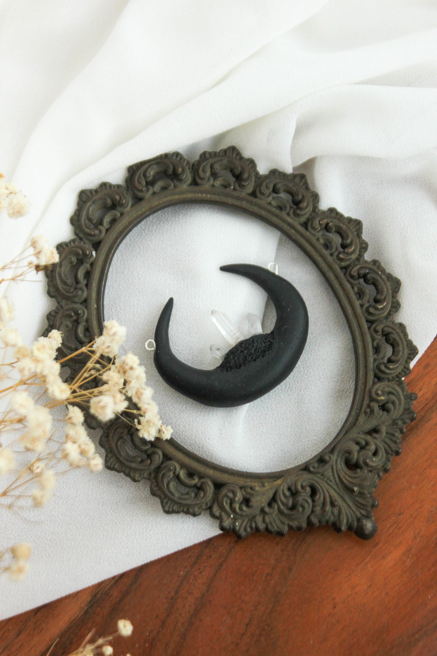 Black Moon Necklace with Crystals