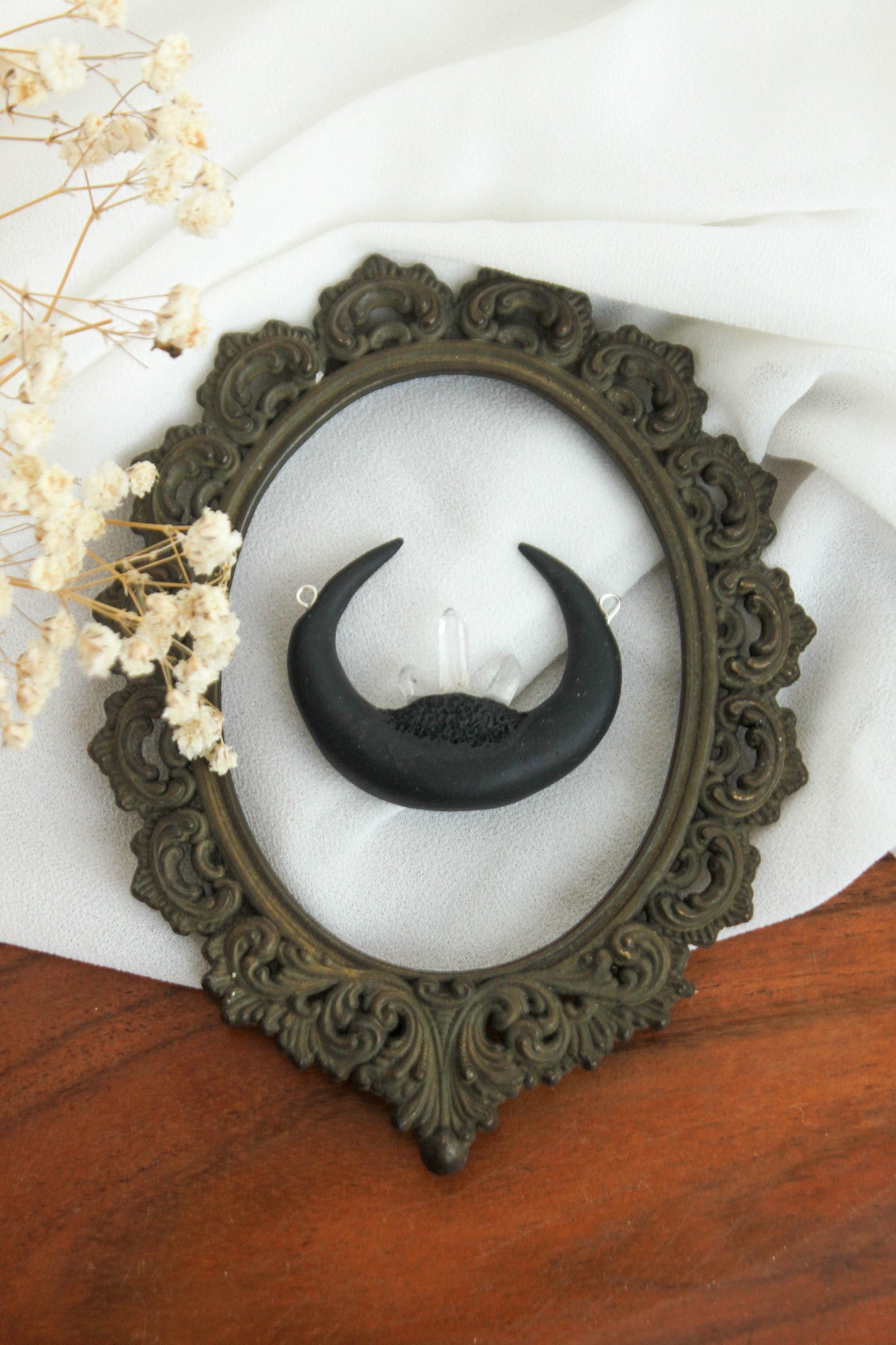 Black Moon Necklace with Crystals