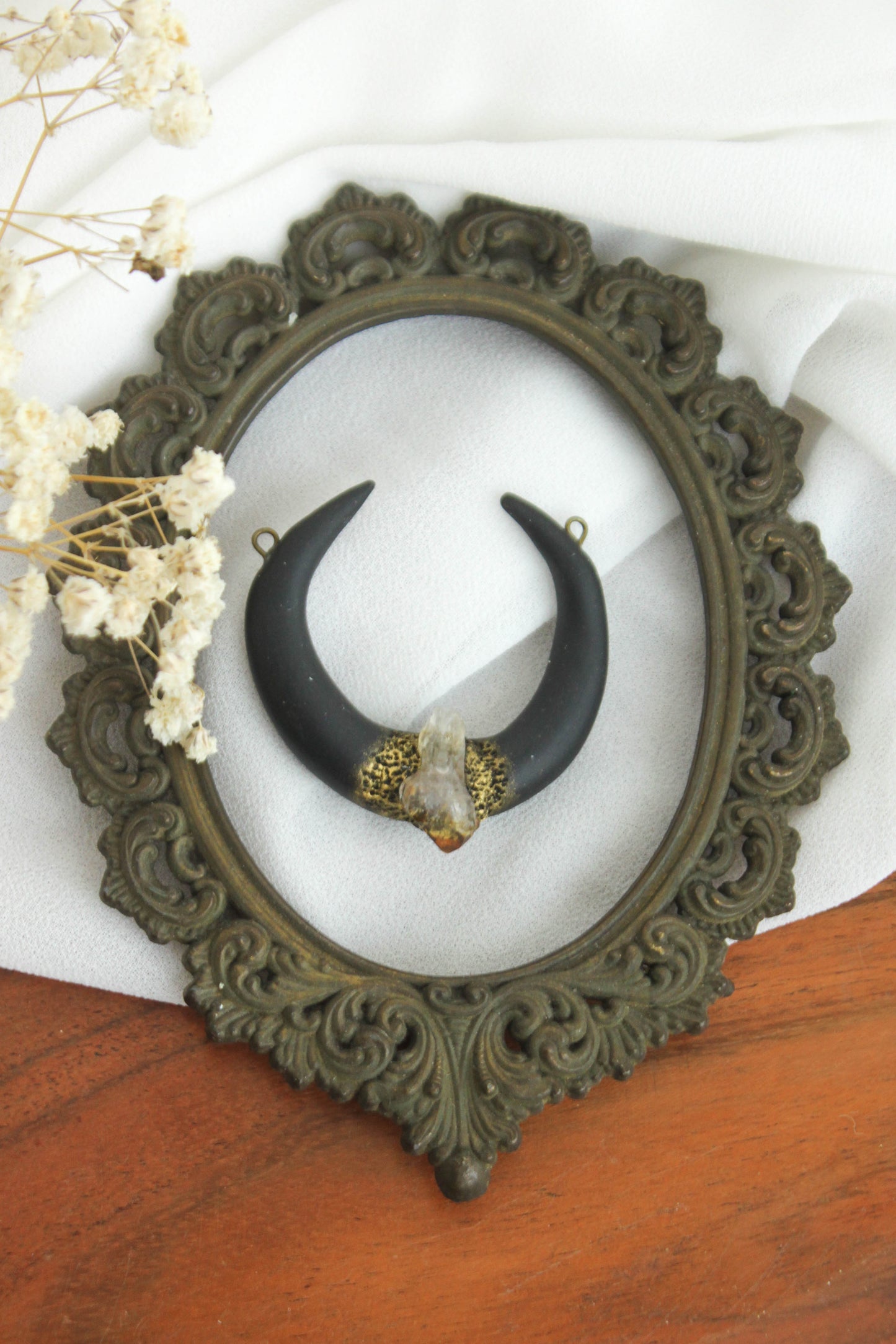 Black Moon Necklace with Crystals