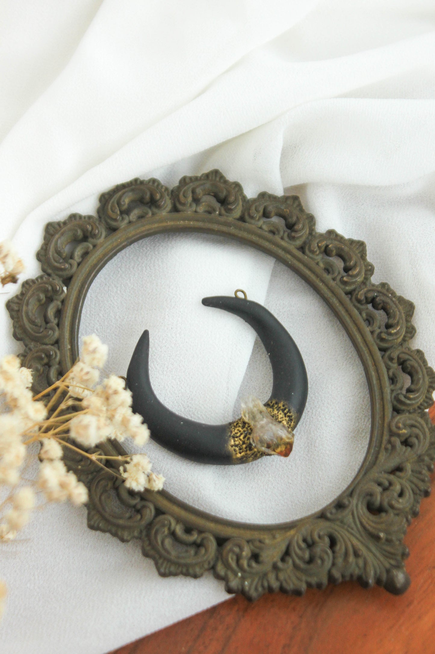 Black Moon Necklace with Crystals