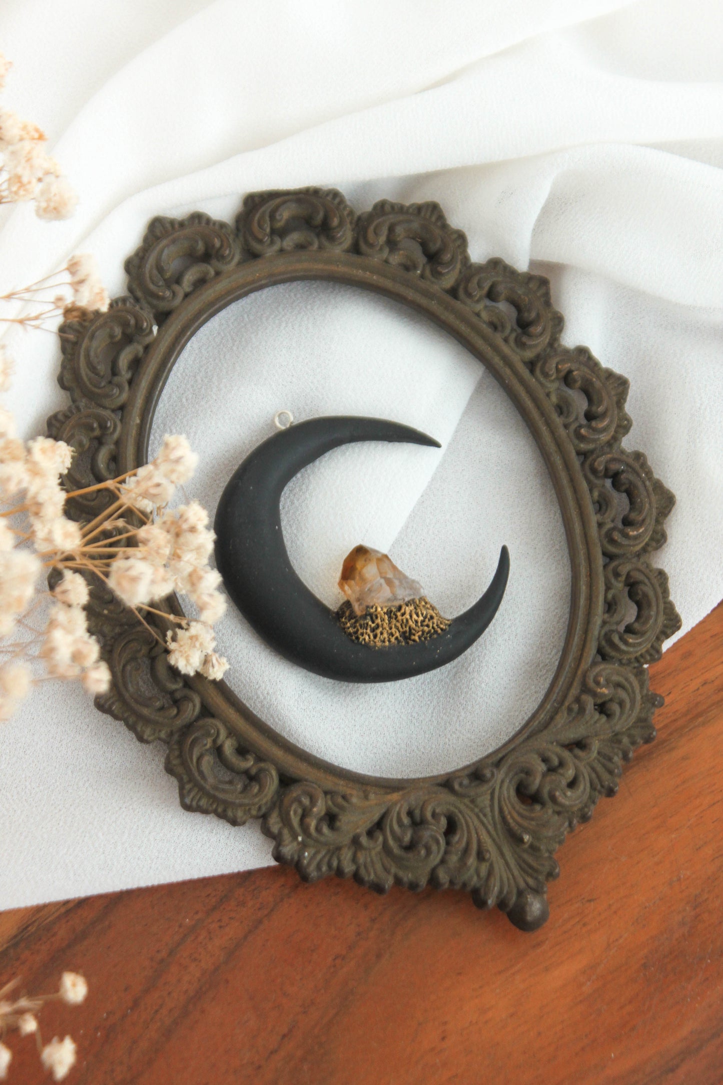 Black Moon Necklace with Crystals