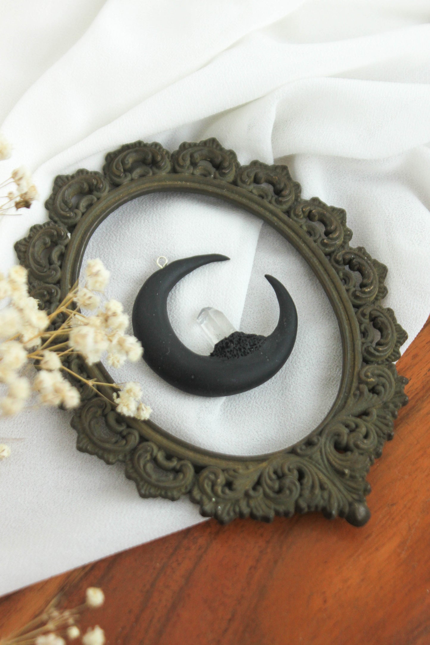 Black Moon Necklace with Crystals