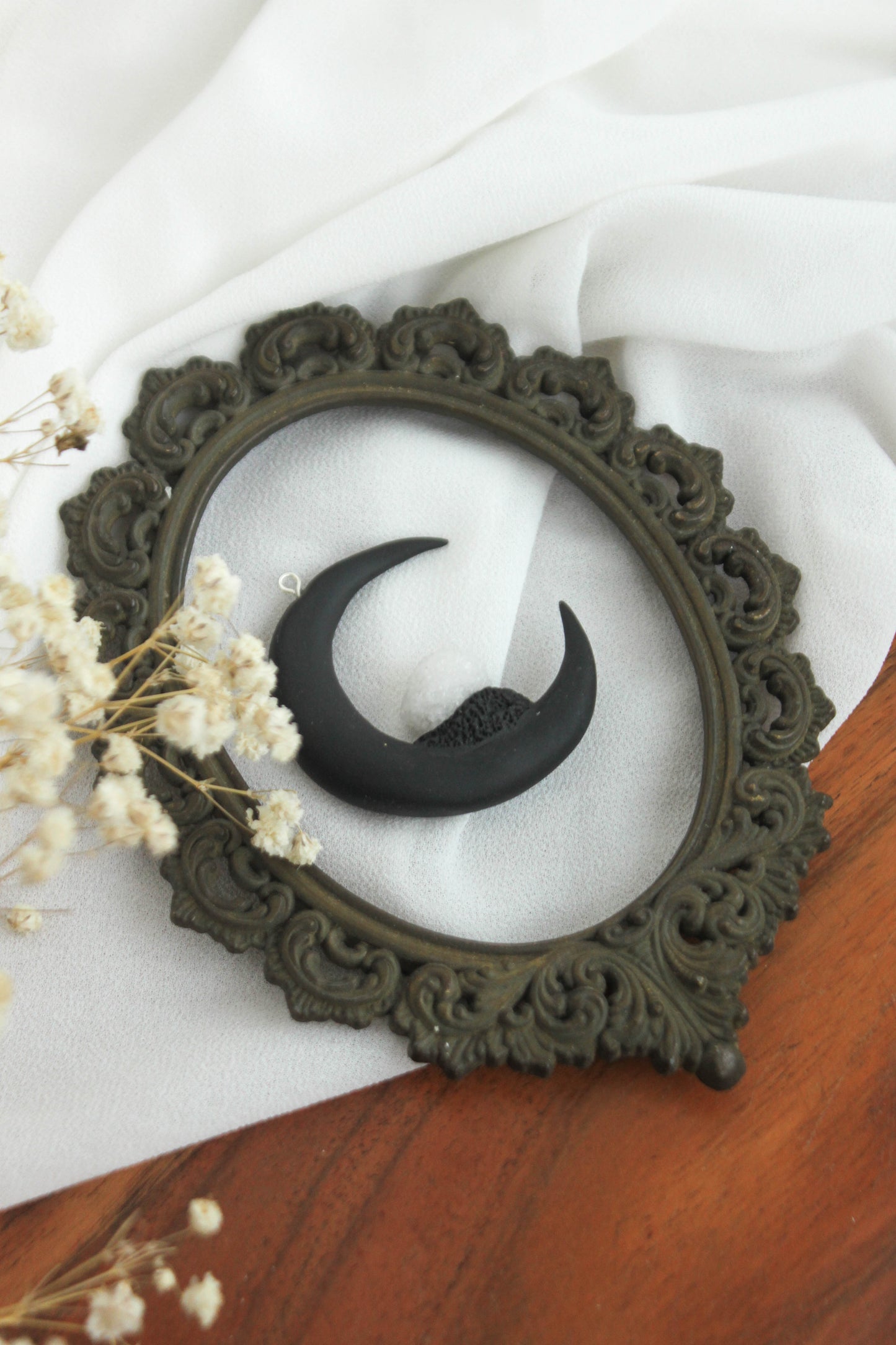 Black Moon Necklace with Crystals