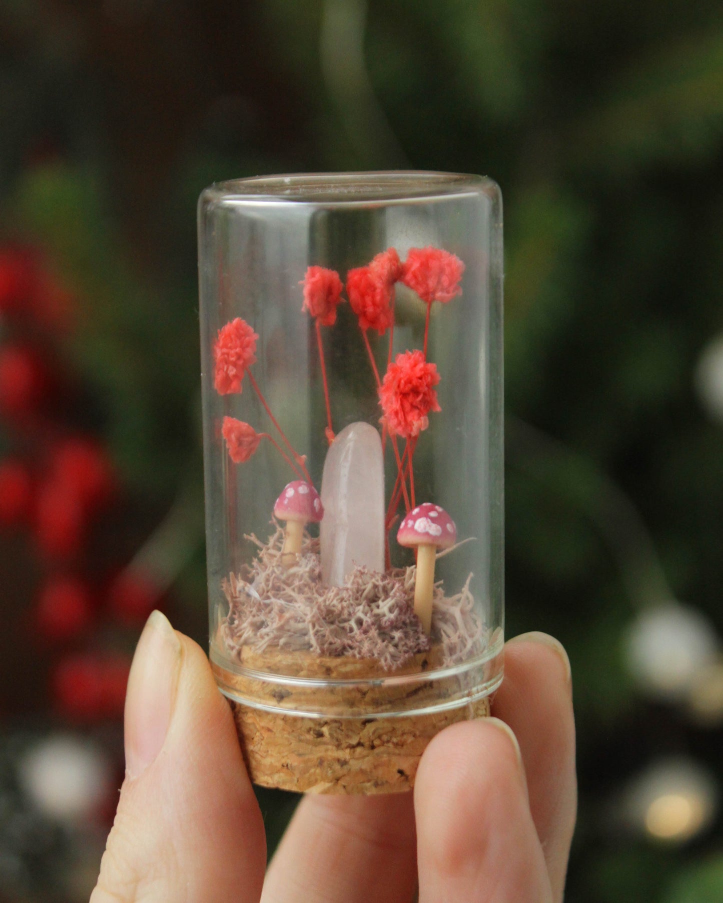 Miniature Crystal and Mushroom Terrariums