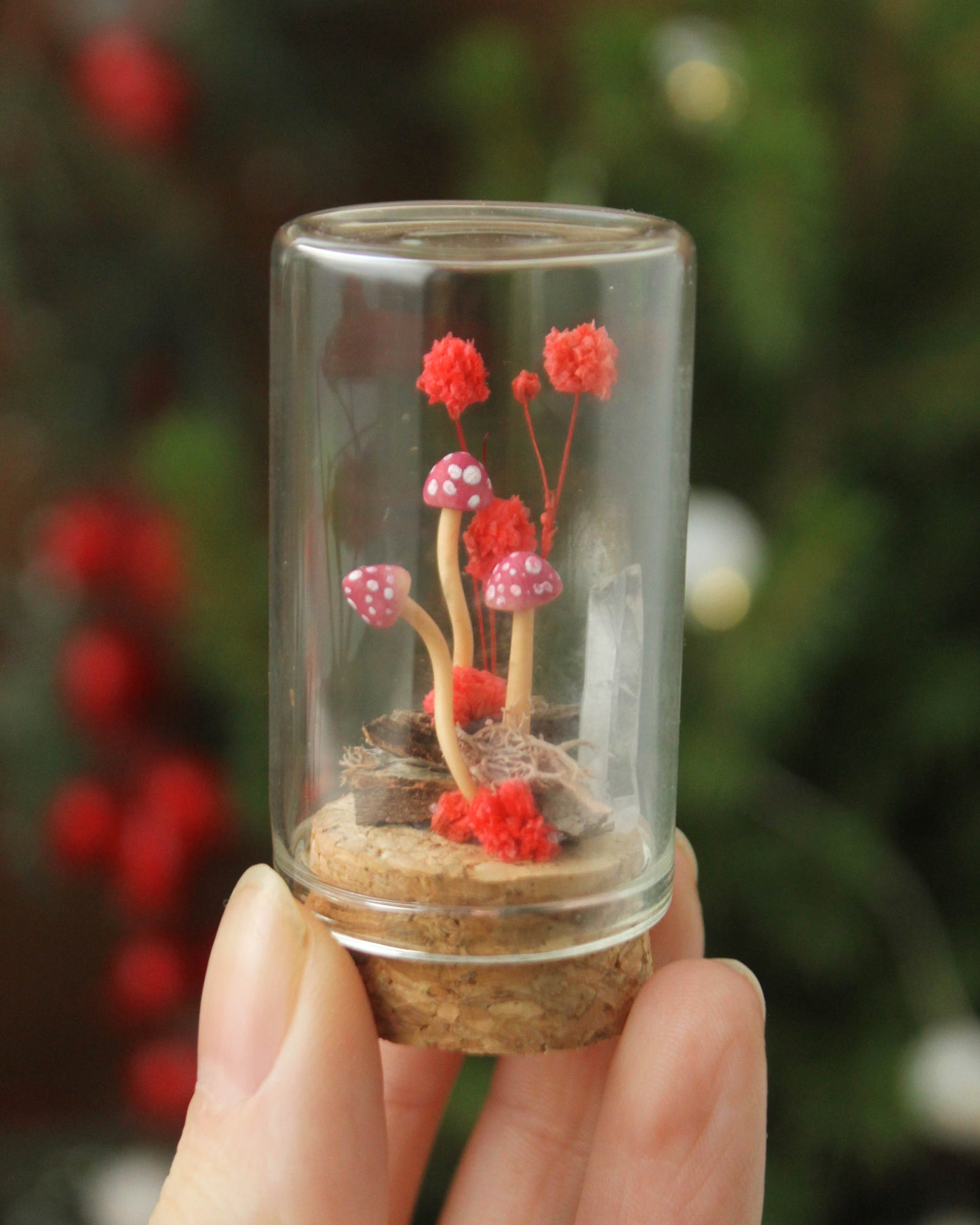 Miniature Crystal and Mushroom Terrariums