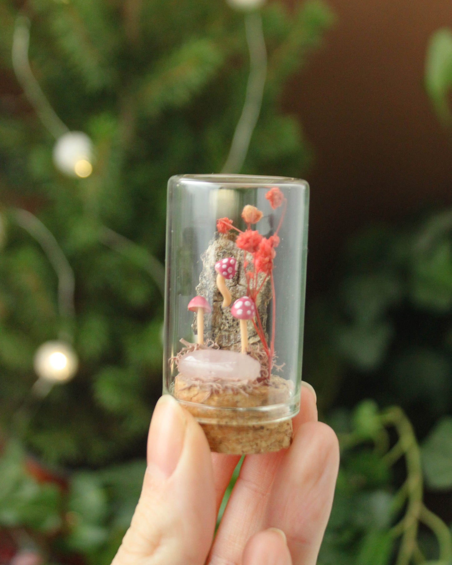 Miniature Crystal and Mushroom Terrariums