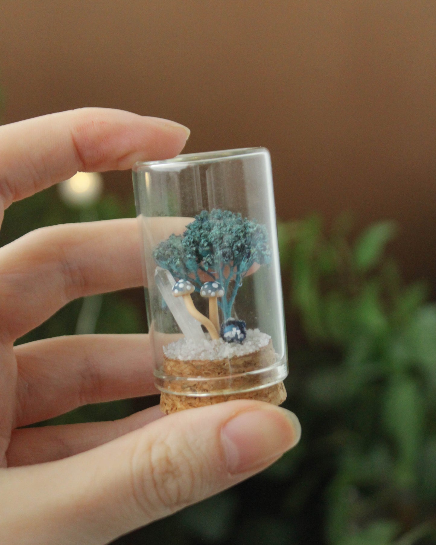 Miniature Crystal and Mushroom Terrariums