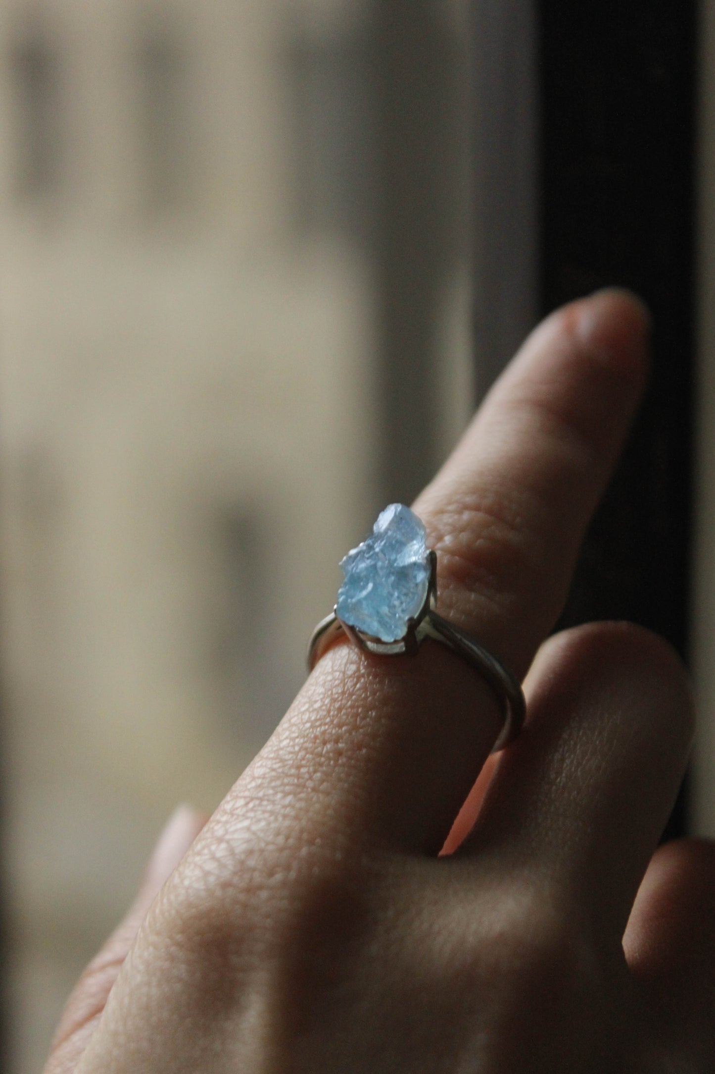 Raw Aquamarine Adjustable Ring