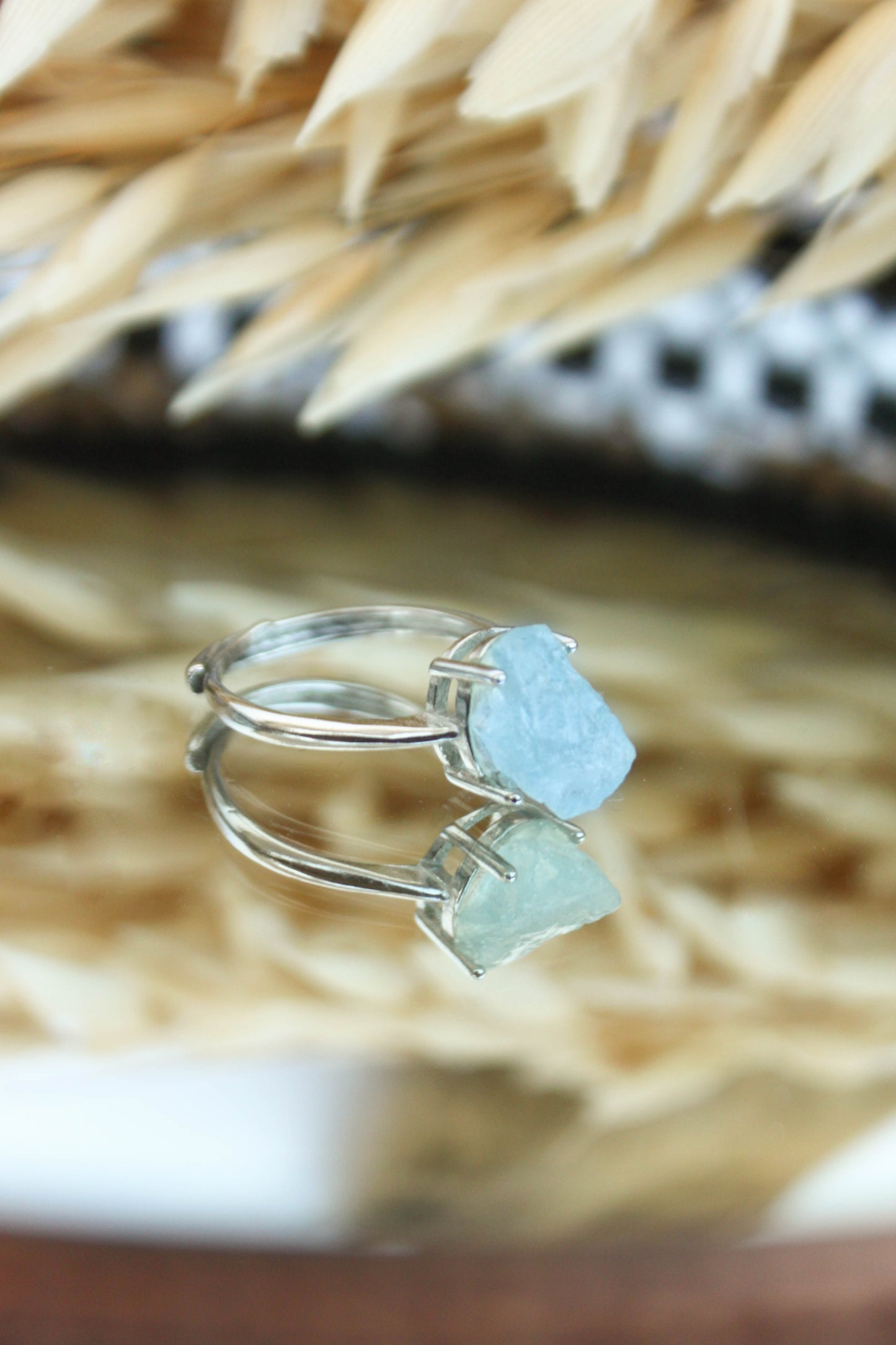 Raw Aquamarine Adjustable Ring