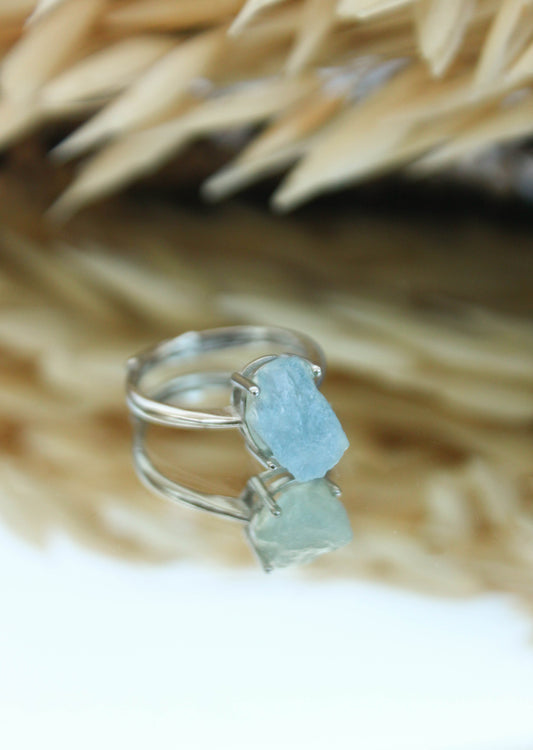 Raw Aquamarine Adjustable Ring